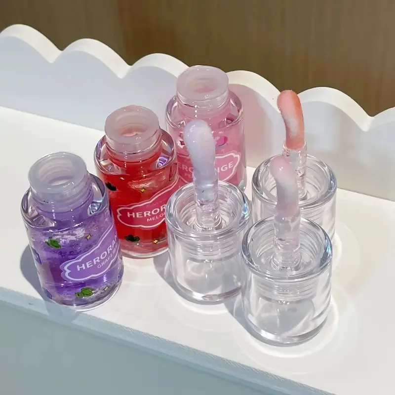 3pcs Fruit Lipgloss Set, Hydraterende en Hydraterende Lippenbalsem, Getinte Glanzende Lipgloss, Perziken Druiven Watermeloen, Cadeau voor Vrouwen Meisjes