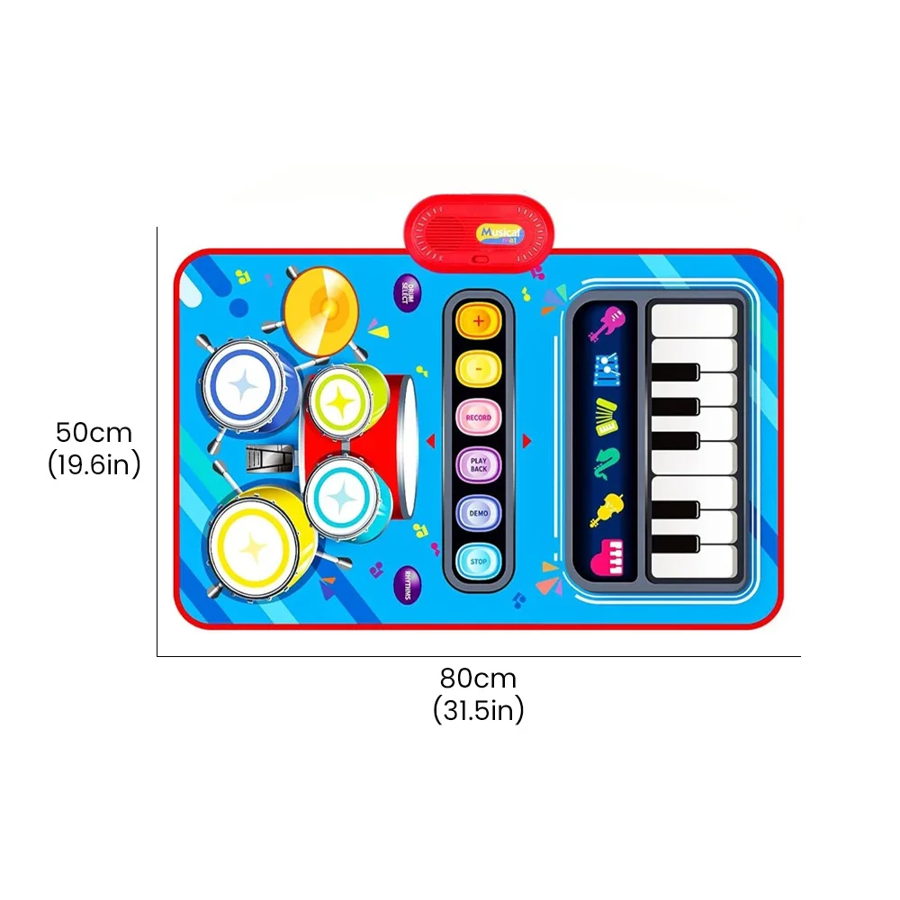 2-em-1 tambor música cobertor toque e leam ssge à prova dwaterproof água cedo educacional tambor piano almofada do bebê música esteira brinquedo