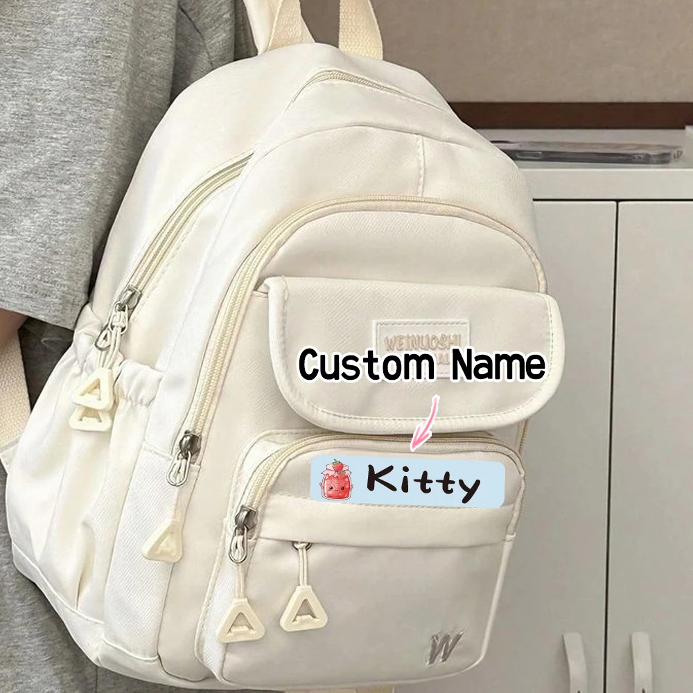 Custom strawberry Name Sticker,Transparent Waterproof Stickers for Kids,diy Name Labels for School Bottles Pen Box Mug Uniform