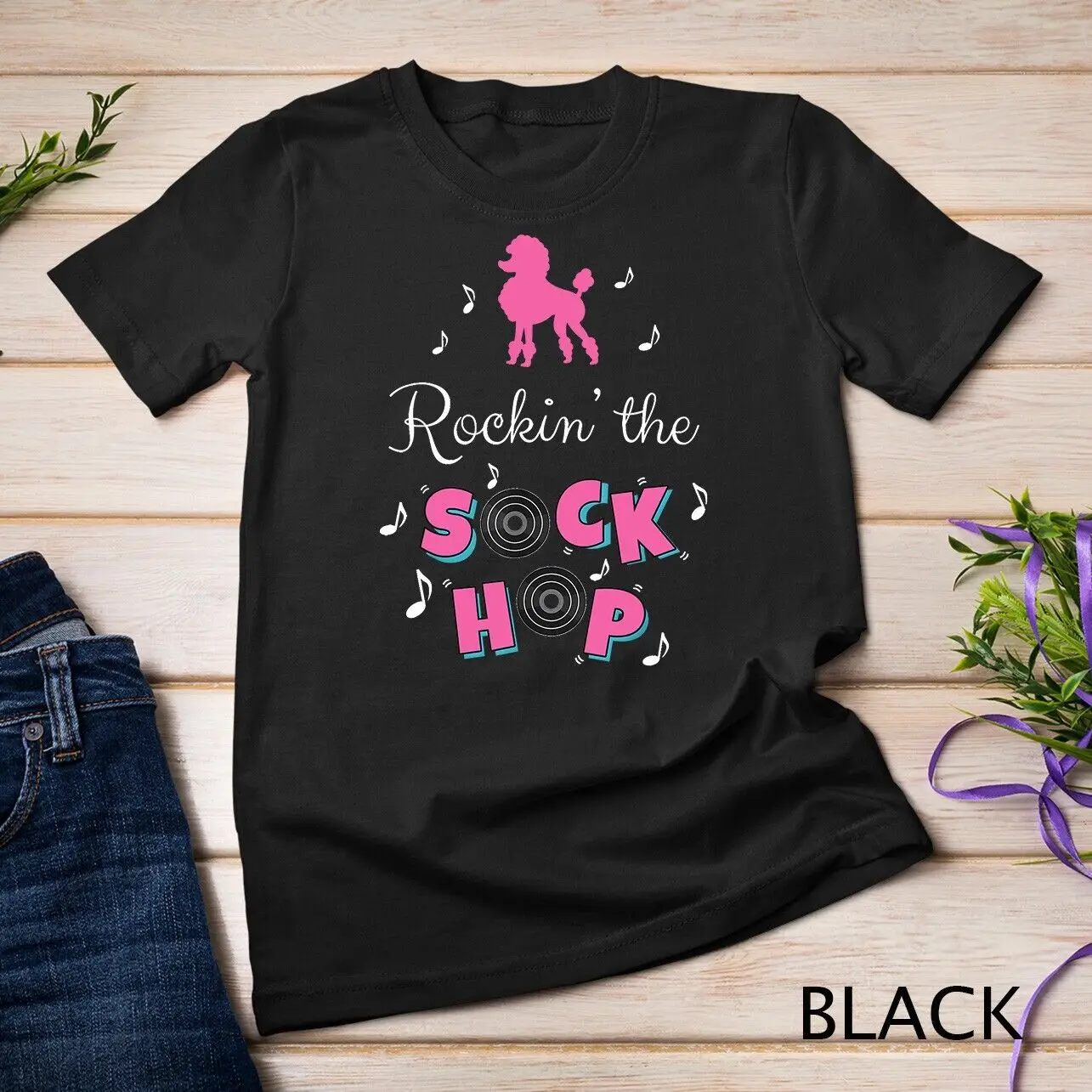 Sock Hop Costume Shirt Girls Women Pink Poodle Unisex T-shirt