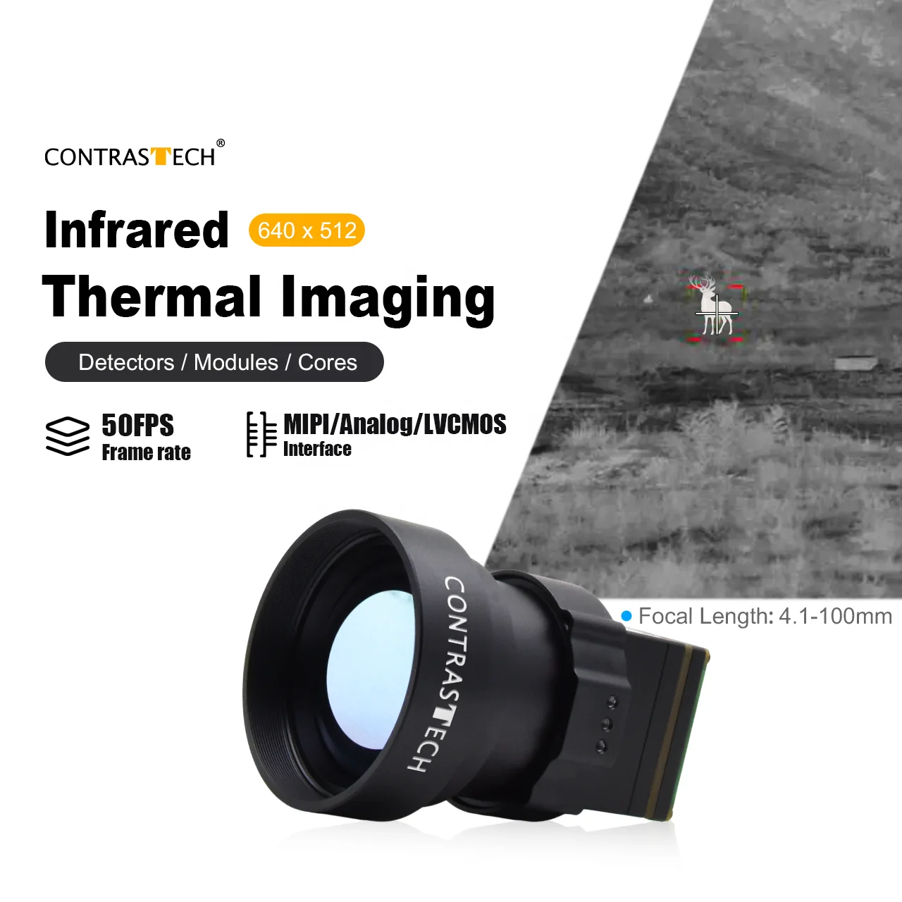 In stock 2026 Shutterless Available FL 4.1mm 640x512 1-4x Digital Zoom Radiometric  Camera Module for Thermal Imaging