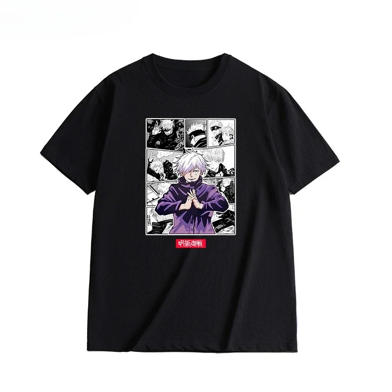 

‌ Gojo Satoru Jujutsu Kaisen ‌ ‌ Футболка с рисунком аниме, летние футболки для мужчин и женщин, хлопок Harajuku ‌ Уличная одежда Топы для пар с круглым вырезом в стиле хип-хоп