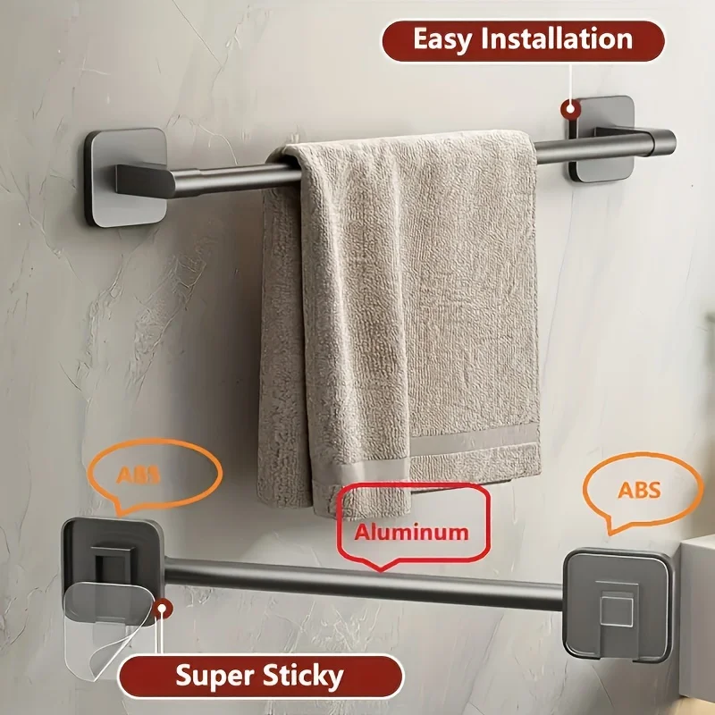 2pcs Bathroom Towel Rack Wall Mounted Towel Rack Saves Space Towel Rack Kitchen Storage Modern Decoration Without Drilling Holes