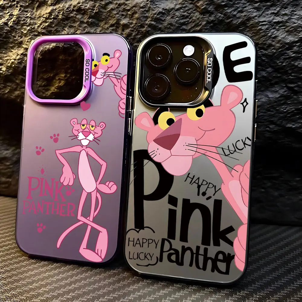 Cartoon Phone Case For iPhone 16 15 14 13 12 11 Pro Max X XR XSMAX 8 7 Plus Candy Matte Shockproof Cute Pinks Panthers Cover