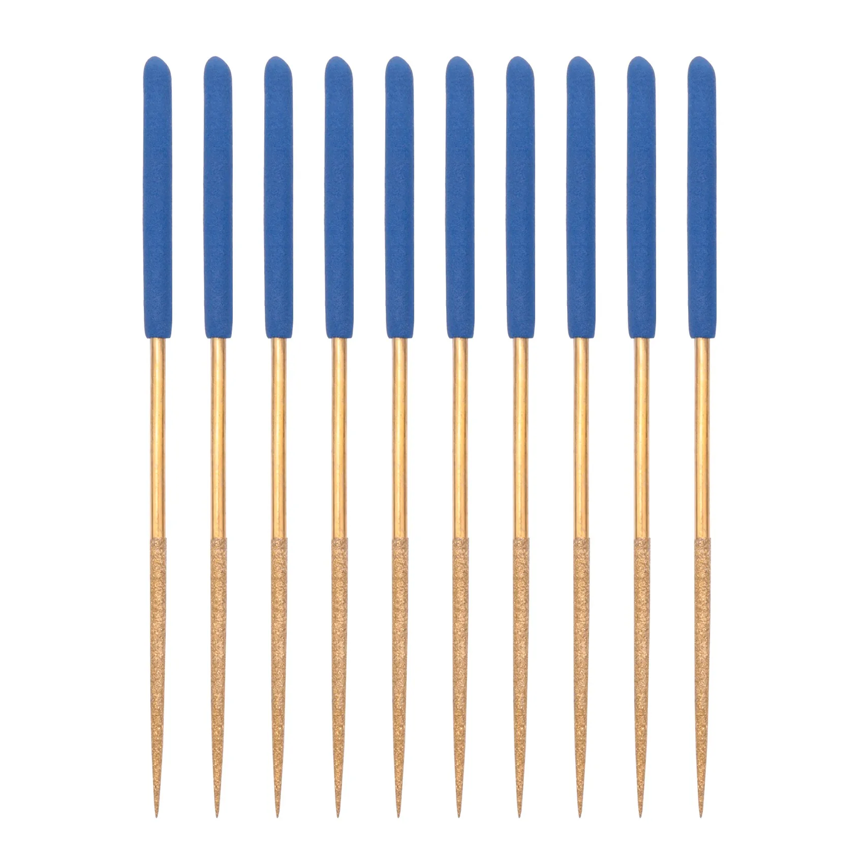 

Diamond Needle File Set 3mm x 140mm, Round Files Titanium Coated Tools for Metal Wood Stone Glass, 10Pcs