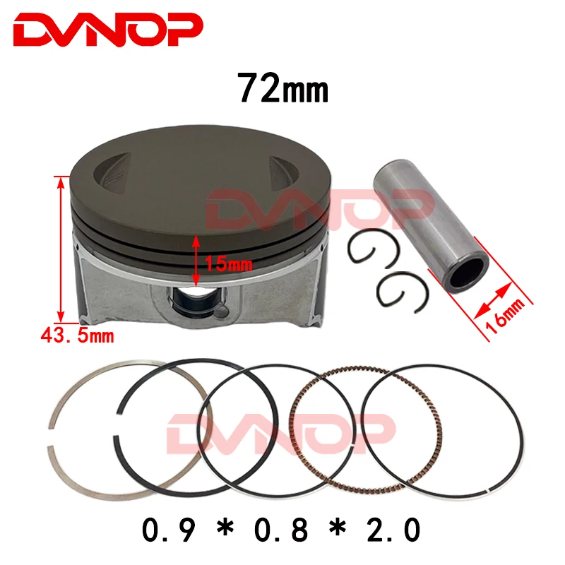 72mm Bore 250CC Motorcycle Engine Piston Ring Gasket Kit for ZongShen RATO RT250 RBT250 RW172FMM Pin 16mm