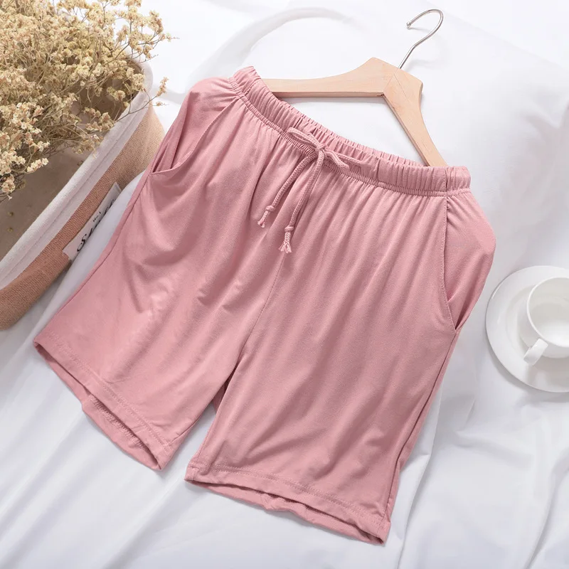 Wholesale Modal Thin Summer Shorts Loose Large Casual Home Sleepwear Elastic Waist Solid Sleep Bottoms WOMEN Knee Length Pants