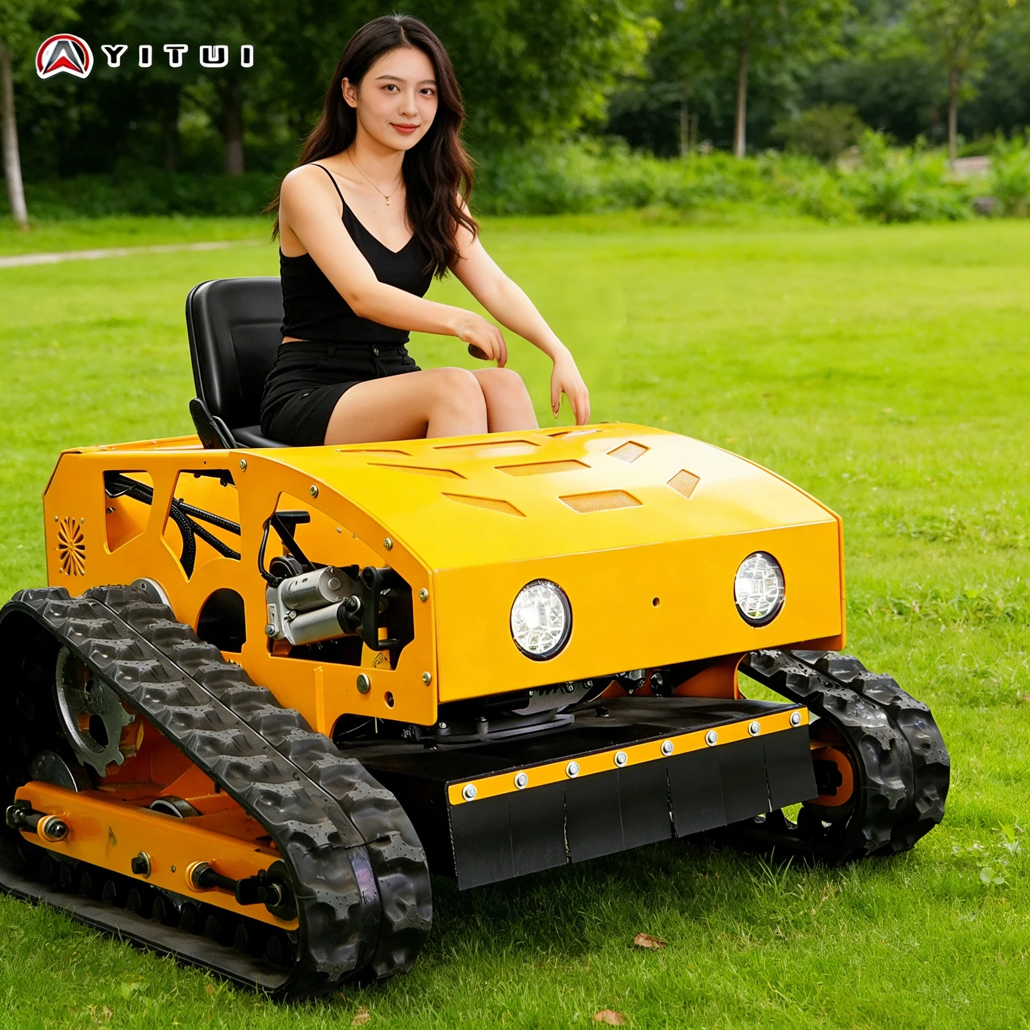 

Customized-550mm Cutting Width Factory Direct Sale Rubber Crawler Petrol Engine Remote Control Lawn Mower Self-Propelled