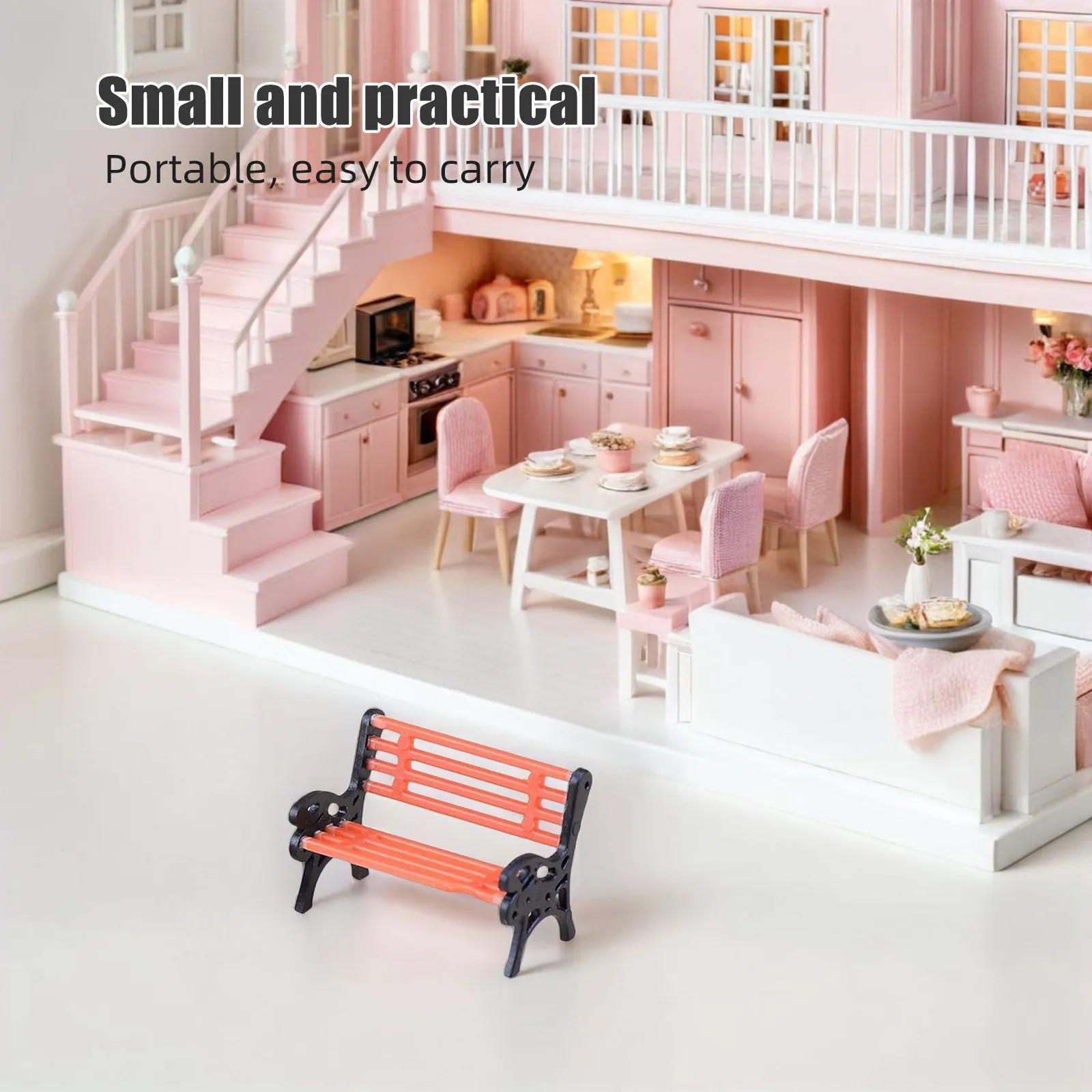 3Pcs Compact Miniature Park Bench for Miniature House Decoration Fairy Garden Scene Kids Playset Living Room Shelf Decor