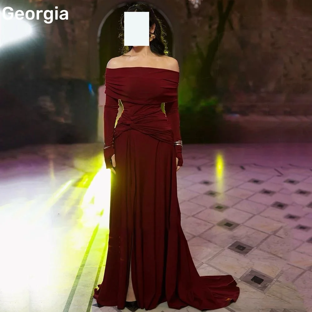 فساتين特別な機会のためのカスタマイズされた A ラインオフショルダーネックラインドレスプロム用フロアレングスフリル高級イブニングドレス