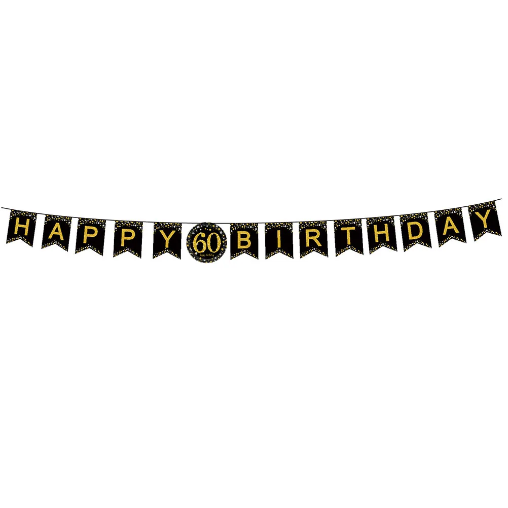 

114 Pcs Birthday Party Tableware Set Golden and Black Color Combination Decorations Supplies Paper Cup Plates Napkins Complete
