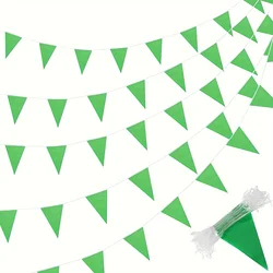 Flag Triangle Bunting Bulk Garland Grand Opening Mardi Gras Birthday Party Decoration Festival Celebration Outdoor (Green)