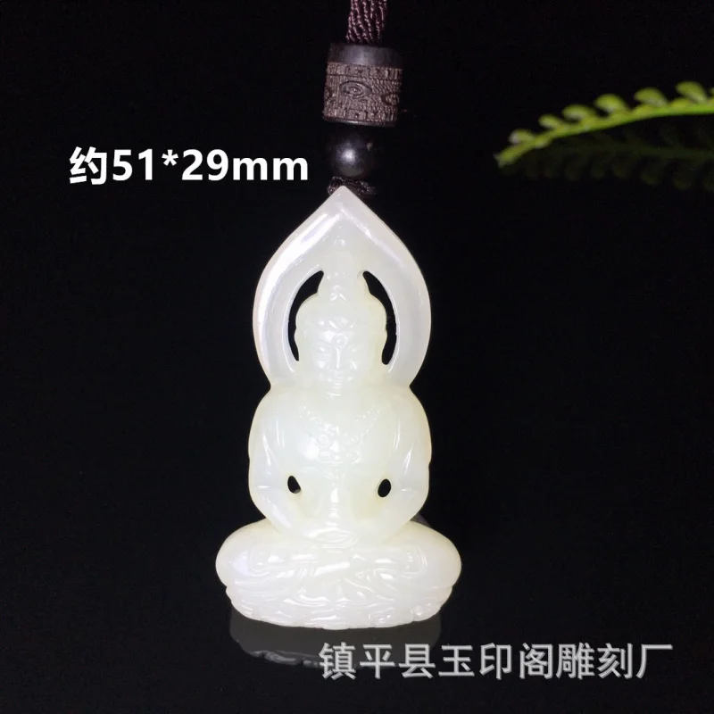 

Натуральный белый нефритовый кулон Гуаньинь из Хэтяня для мужчин, модный и универсальный