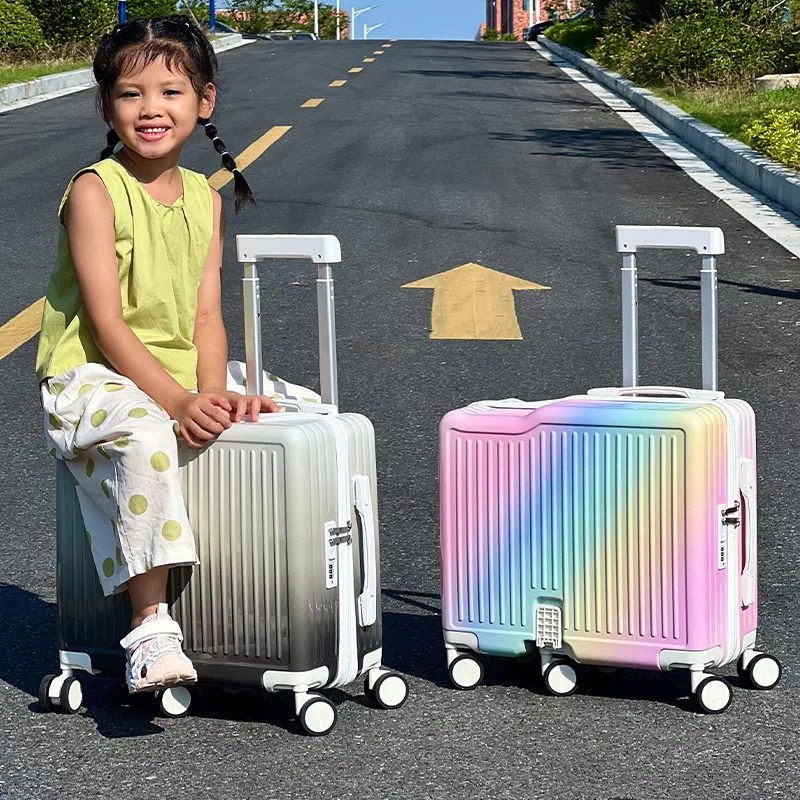 

Детский чемодан для верховой езды для мальчиков и девочек, шесть колес, легкий чемодан для ручной клади 18-20 дюймов, дорожные запираемые чемоданы