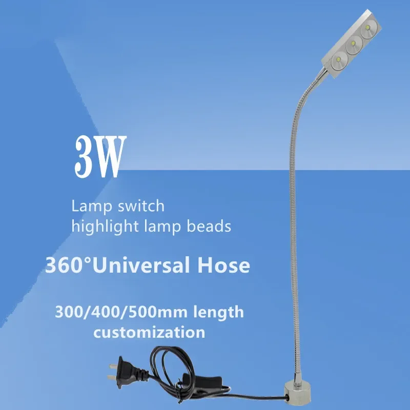 3W Led 500mm lámpara de máquina herramienta de cuello de cisne ajustable flexible para afilar/fresadora/lámpara de molde amd máquina de coser de uñas