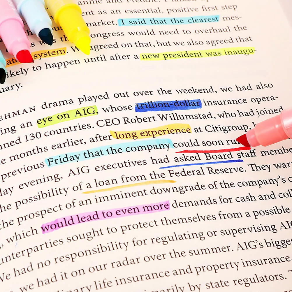 

10Pcs Highlighter Pen Markers Double Tip Design Chisel and Fine Ends Erasable Pastel Liquid Highlighters for School Study