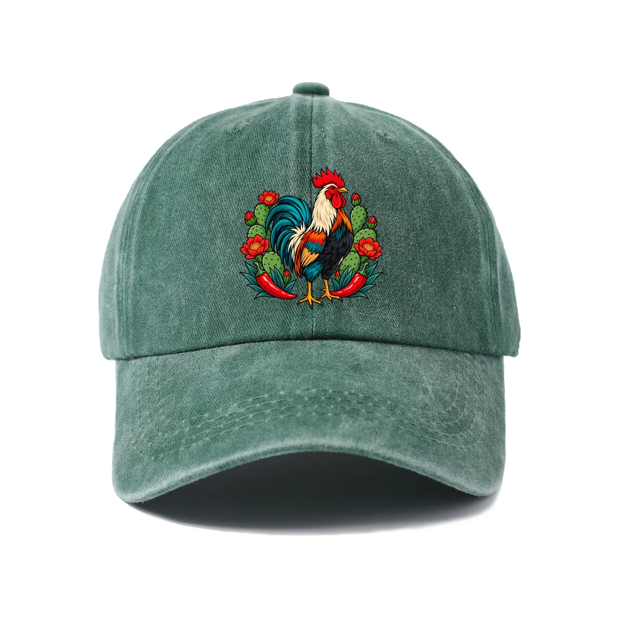 Floral Number Fifteen Graphic Baseball Cap, Vintage Washed Adjustable Unisex Dad Hat, Casual Gift