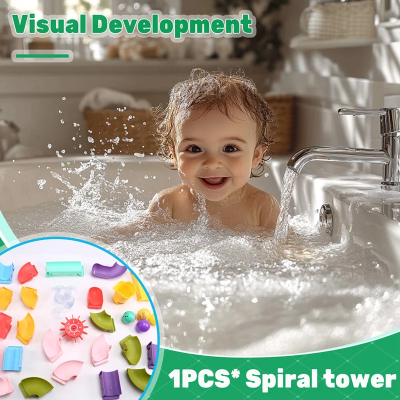 Jogo de pista de brinquedos de banho infantil F-3C, pista deslizante DIY com ventosas para crianças de 3 a 6 anos