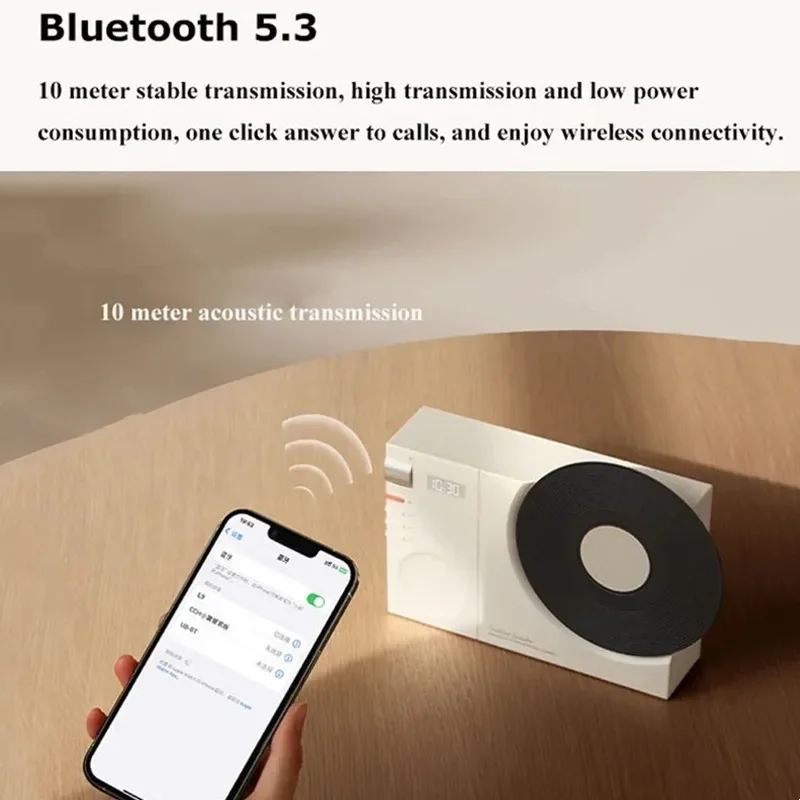 Minialtavoz Retro con Bluetooth, dispositivo con pantalla de reloj, compatible con tarjeta TF, AUX Play, inalámbrico, barra de sonido Hifi, caja de música MP3 Vintage, 5,3