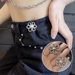2pairs Waist Metal Flower Adjustable Tighten Invisibility Decoration Couple Buckles Pants Skirts Size Change From Large To Small