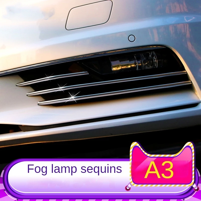 Para Audi A3 lámpara antiniebla delantera tira decorativa embellecedor de luz antiniebla pegatina de luz antiniebla lentejuelas de lámpara antiniebla de acero inoxidable