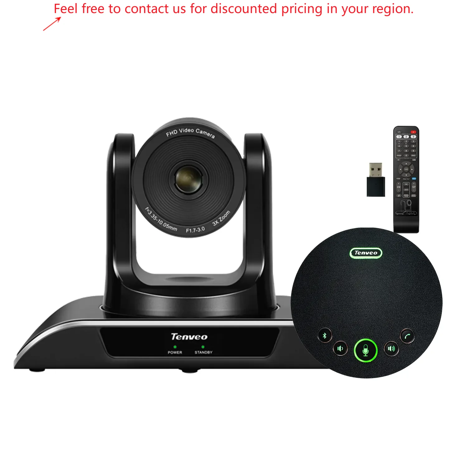 

2024 Professional Conference Group TENVEO VHD3U+M3B 1080P 60FPS 3x Zoom USB 3.0/HDMI And 2400mAH Conference Microphone System