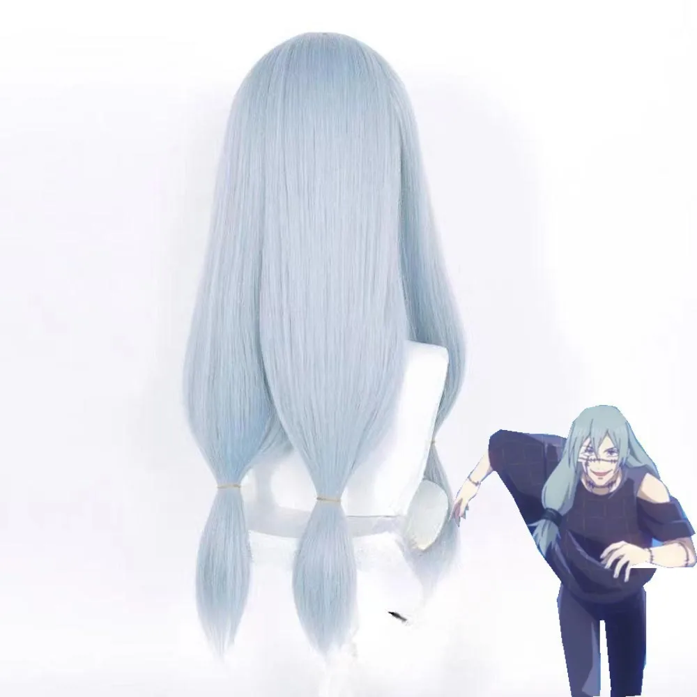 1 pedaço de feitiço de amarração de cabelo azul claro com três pacotes, batalha de anime, modelagem de ação ao vivo, peruca de jogo