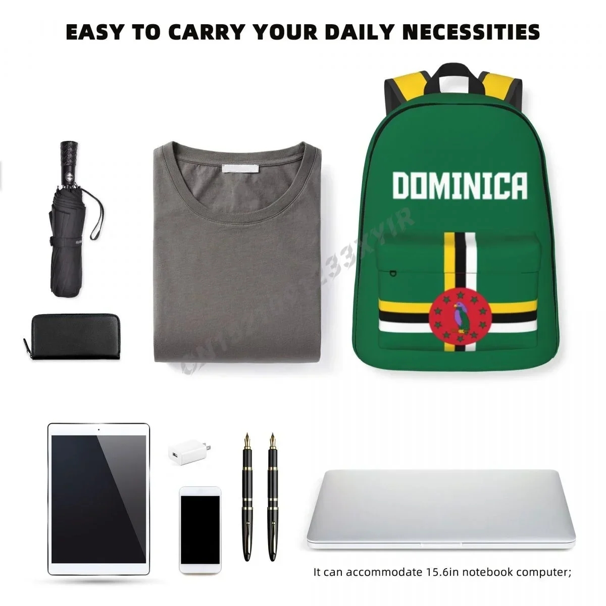 Custom Bag Unisex Backpack Dominica Flag Stitch Schoolbag Messenger Bag Case Laptop Travel Bag Mochila Gift