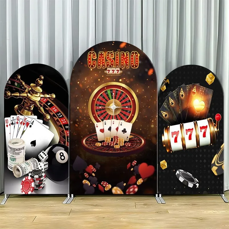elastic-double-layer-arch-backdrop-cover-casino-theme-backdrop-set-featuring-roulette-wheel-poker-cards-and-slot-machine-design
