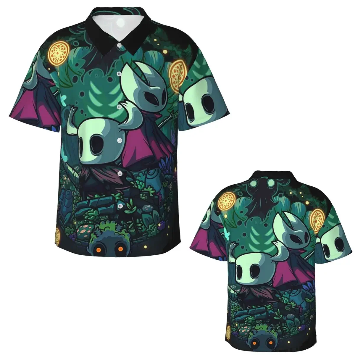 Hollow Knight Hawaiian Shirts Fashion Men Short Sleeve Shirt for Summer Beach Men's Button Tops