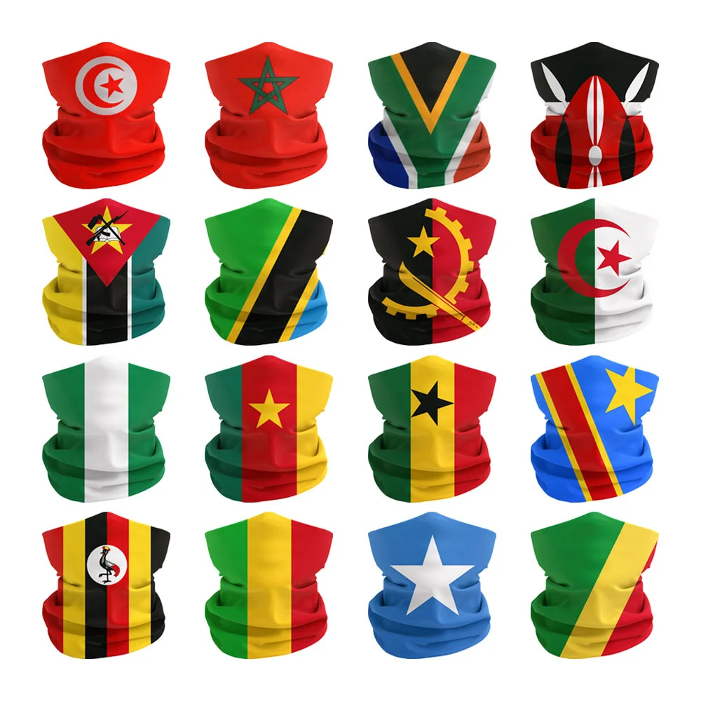 African National Flags Face Bandana for Men Algeria Morocco Nigeria Angola Dustproof Cycling Neck Gaiter Women Hiking Headscarf