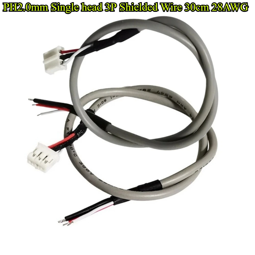 

5-30Pcs PH2.0mm Single head 3P Audio Signal Shielded Wire Electronic Wire 28AWG 30cm For Power Amplifier Line and Speaker Cable