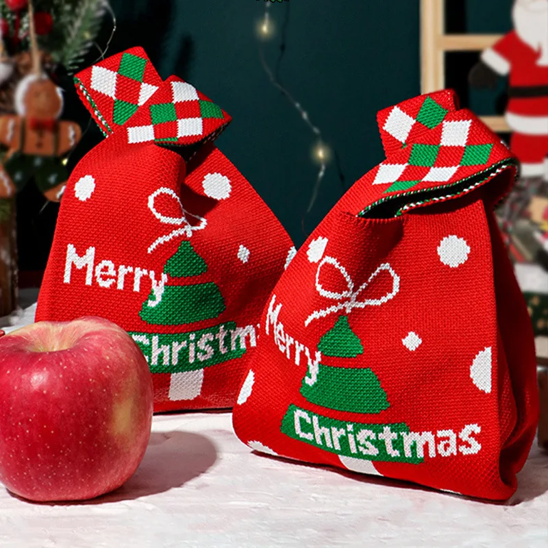 

Woolen Knit Christmas Gift Bag Christmas Eve Apple Bag Children's Candy bag Christmas Fruit Packaging Box Small Gift Bag