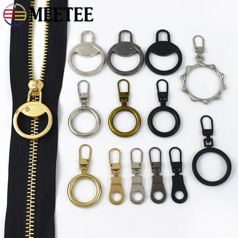 5/10Pcs Meetee Zipper Puller Head Detach O Ring Spring Buckle Zip Handle Clothes Decoration Zippers Slider Luggage Tag Zips Pull