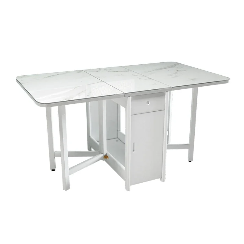 Solid wood telescopic table household rectangular simple modern mobile dining table