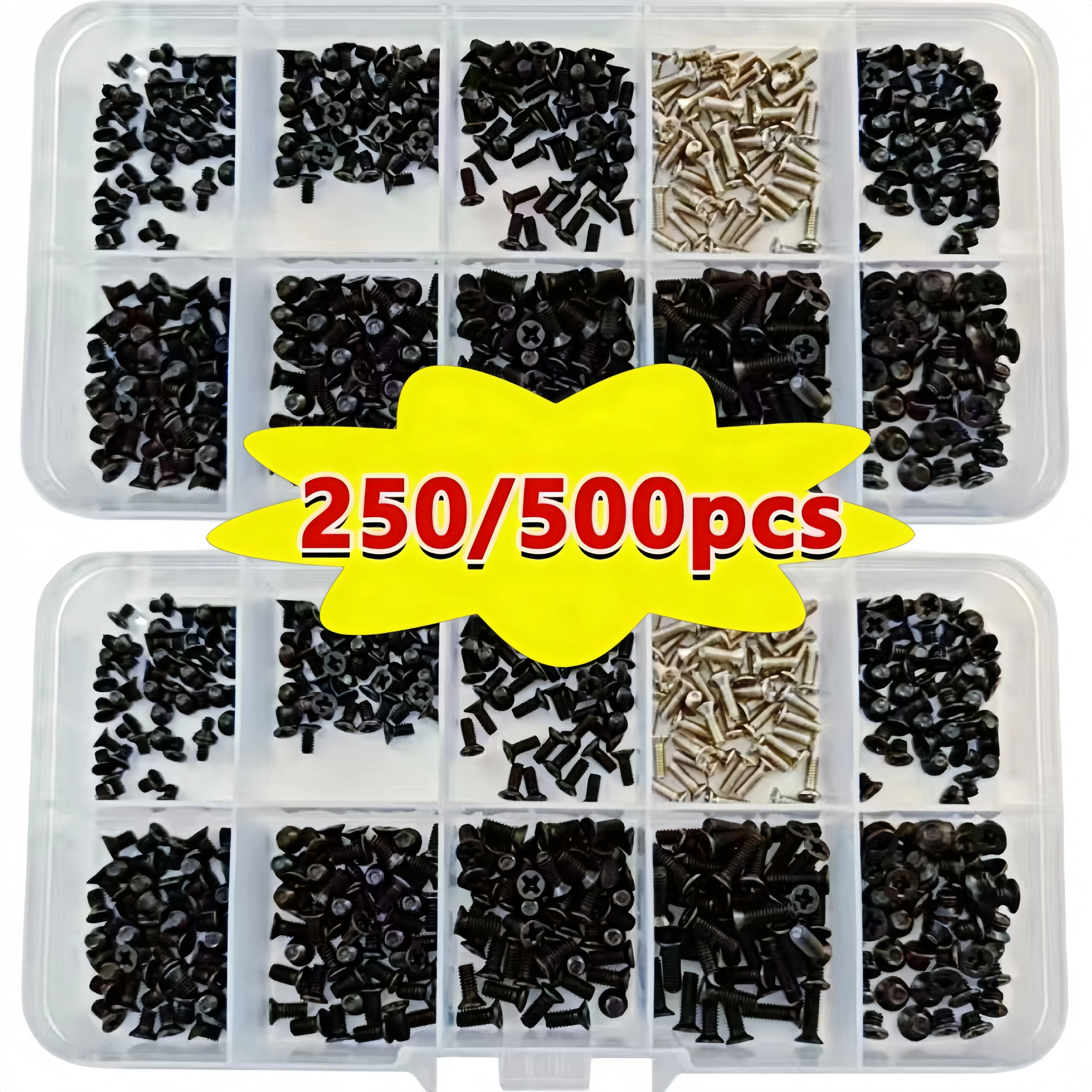 250/500 Stück/Box Computer Kleine Mini-Schrauben-Set M2 M2.5 M3 Kohlenstoffstahl Computer Notebook Laptop Schrauben-Kit