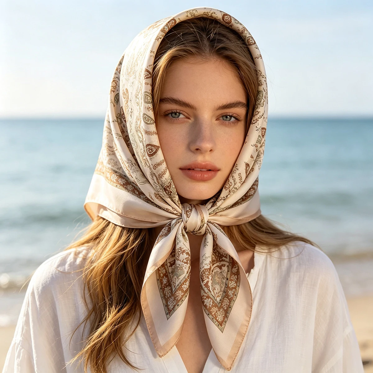 2026 Paisley Print Luxury Square Scarf for Women Soft Satin Small Necktie Hairband Foulard Shawl Bohemian Style Accessory