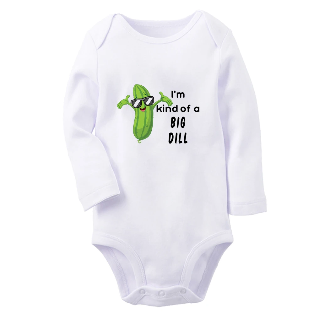 Cucumber bitter gourd I'm Kind Of A Big Dill Cute Baby Rompers Baby Boys Girls Fun Print Bodysuit Infant Long Sleeves Jumpsuit