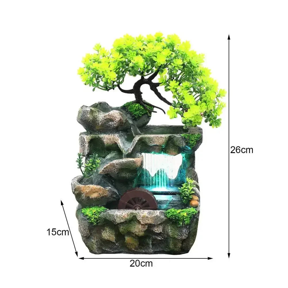 Creative Feng Shui Flowing Water Fountain Desktop Resin Rockery Landscape Waterfall Crafts with 7-Color Led Change Best Gift - view 3