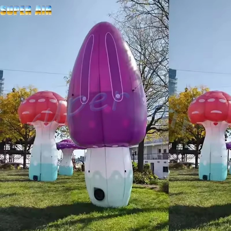 装飾用の送風機付きの巨大な照明装飾新しいスタイルの黄色のインフレータブルキノコ