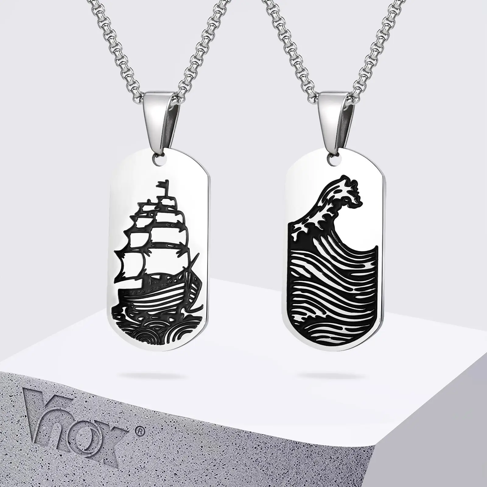 

Vnox Stainless Steel Fraternal Dog Tag Necklace for Men, Motorcycle Army Solier Brother Tough Man Necklaces, Gift to Husband Son