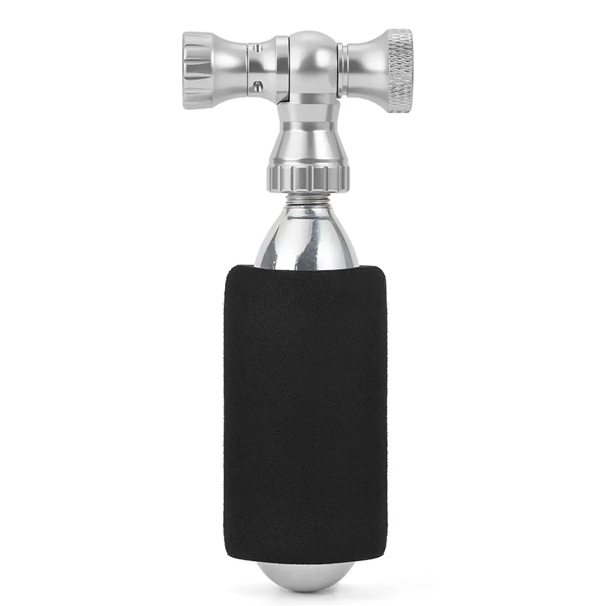L79A CO2 Bike Tire Inflator Kit Bicycle Fast Mini Pump Presta & Schrader Valve Cylinder Mountain Bike Pump Silver