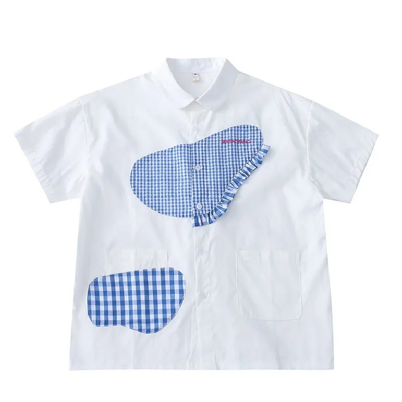 

Fre японский клетчатый воротник ort Sve Doll Collar женский irt из хлопкового материала School Sle Design Весенняя коллекция