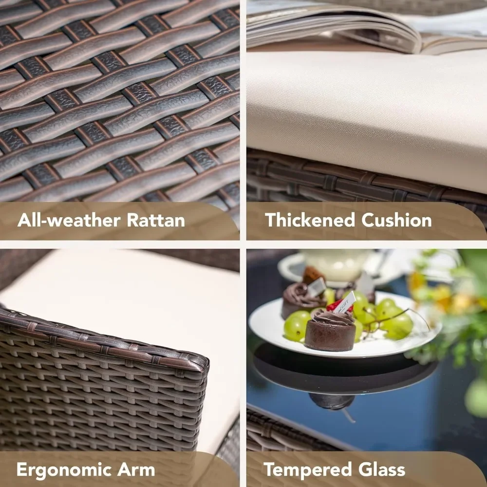 4 Stück Terrassen möbel Set, Pe Rattan Korbs tühle Balkon Rasen Veranda Terrassen möbel Sets mit Kissen