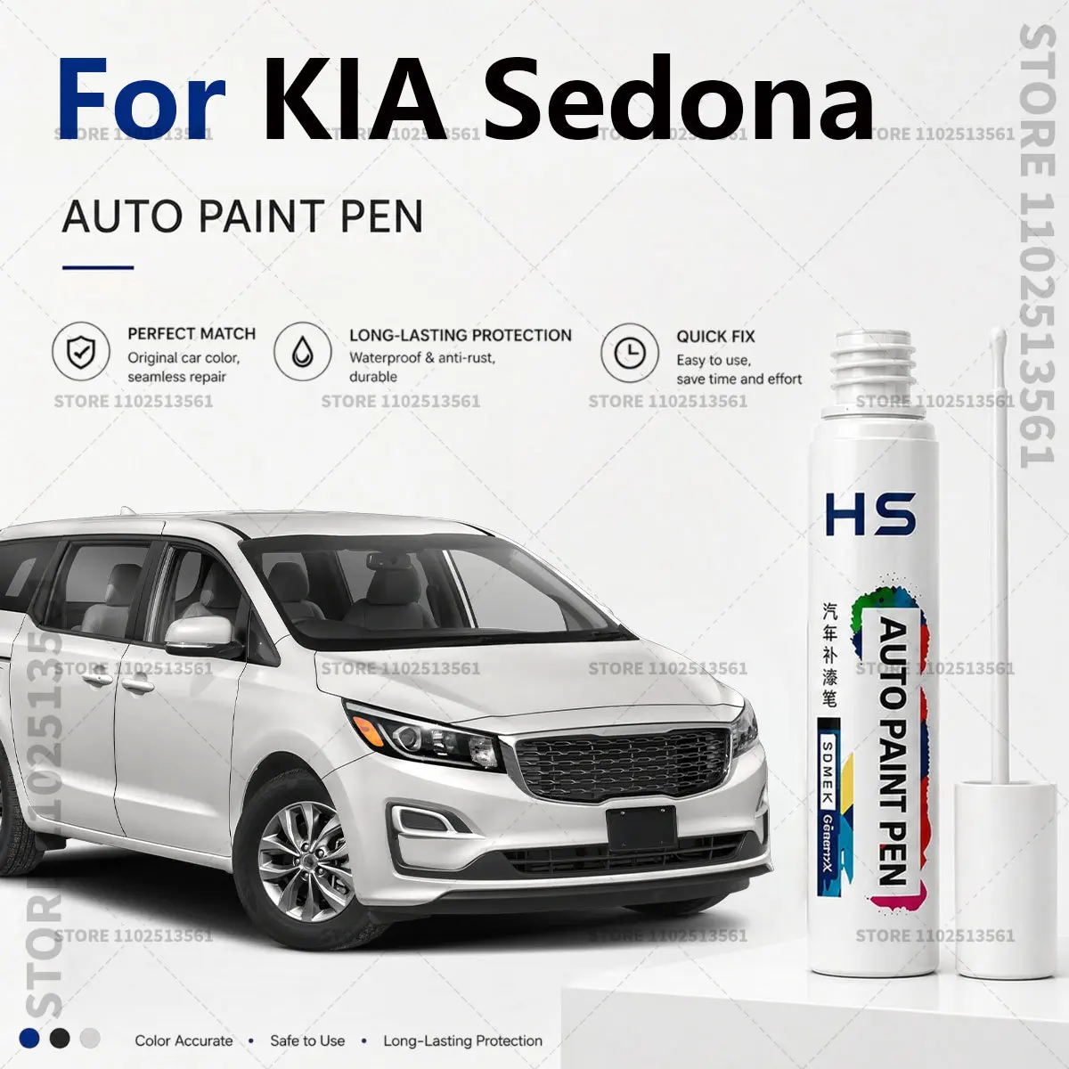 For KIA Sedona Touch Up Paint Pen – Quick Car Scratch Repair for Chips & Minor Scratches Silver Bronze Celestial Blue SNOW White