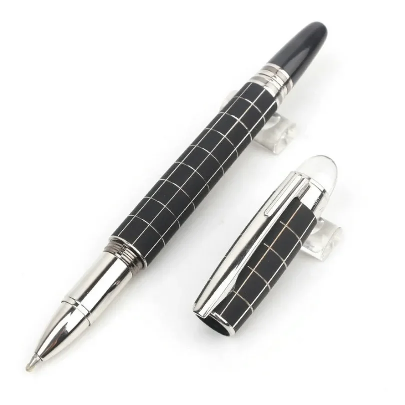 

High Quality Luxury Star MB Rollerball Ballpoint Pen Black Metal Rubber Checkered Fountain Pen for Writing School Gift