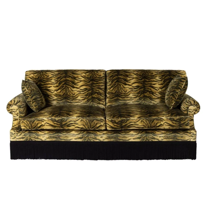&Custom Velvet Wilton 3-Seater Sofa Couch  Modern Fringed Sofa Chair Ottoman Set  for Living Room Luxury Home Club