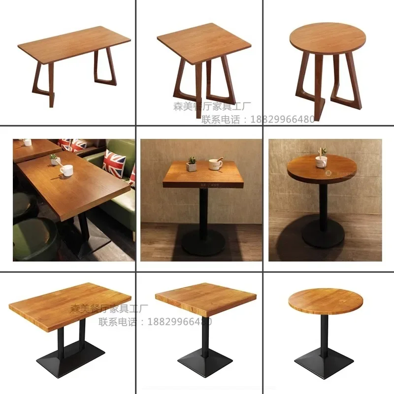 Customized cafe Western restaurant table Fast food snacks Dessert milk tea shop Dining table and chair combination Noodle shop S