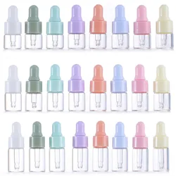 10x 1/2/3/5ml Clear Glass Dropper Bottles Macaroon Cap Serum Essential Perfume Oil Mini Portable Travel Dripper Eye Drop Pipette