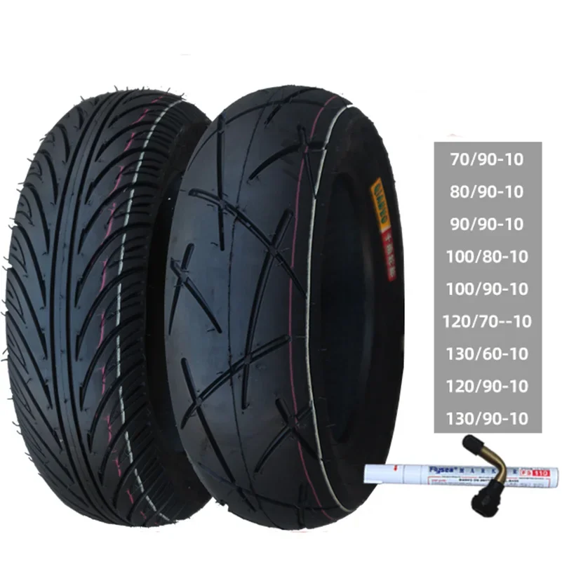 Motorcycle Tubeless Tire 80/100/110 120/70-10 130/60-10 120/90-10 130/90-10 Inch Electric Scooter  Vacuum Tyre Parts